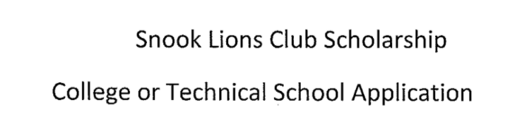 Snook Lions Club Scholarship