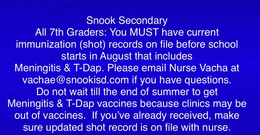 Image with info about 7th grade immunizations